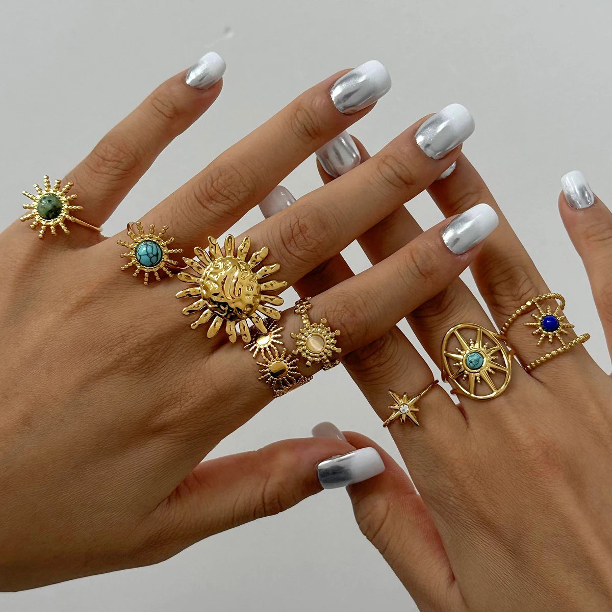 Kika Gold Color Sunshine Ring Full Sunburst Ring Rising Sun Dainty  Celestial Jewelry Stackable Ring Gift Wife