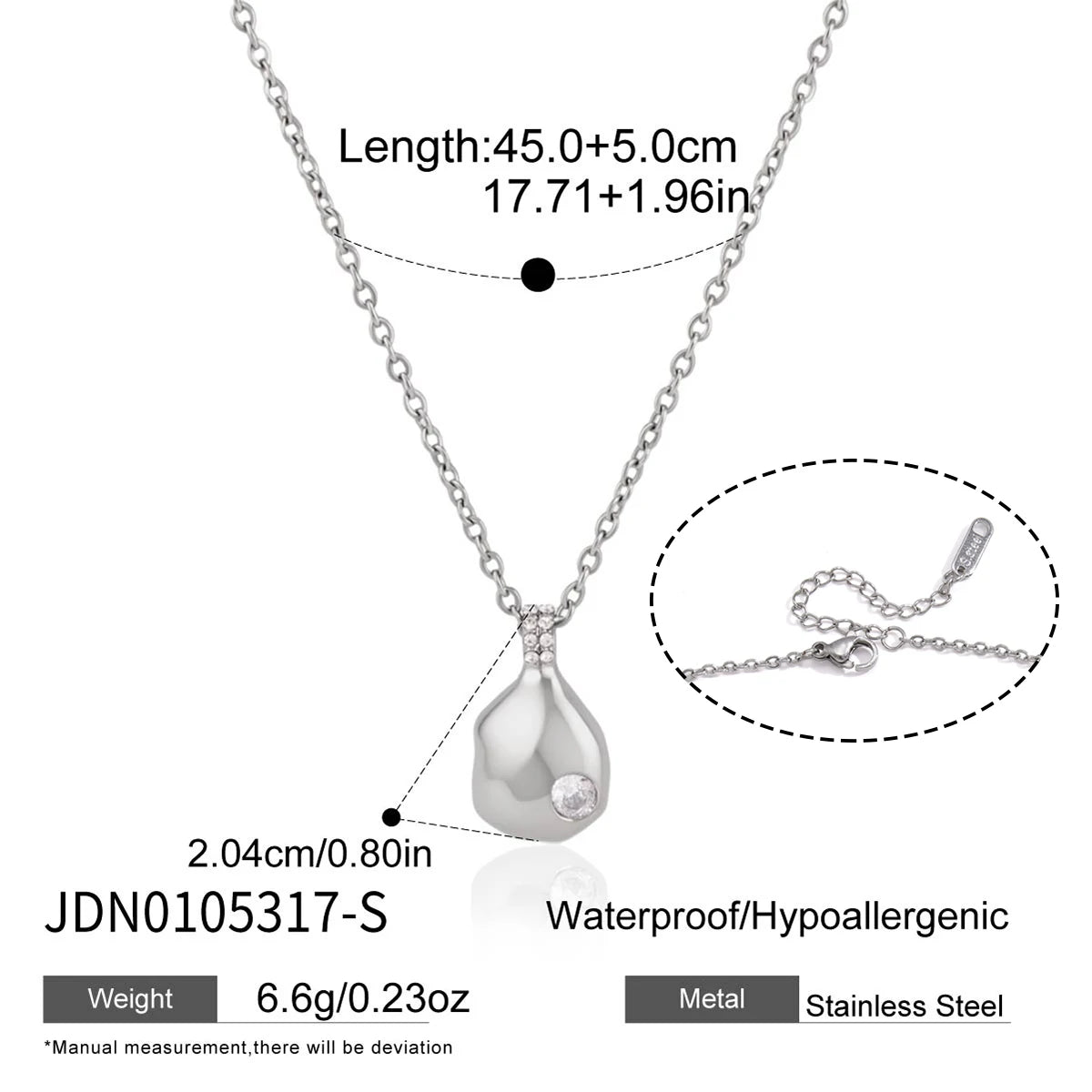 KIKA Glass Stone Crystal Geometric Pendant Necklace 18K Gold Plated Stainless Steel Necklace 316L
