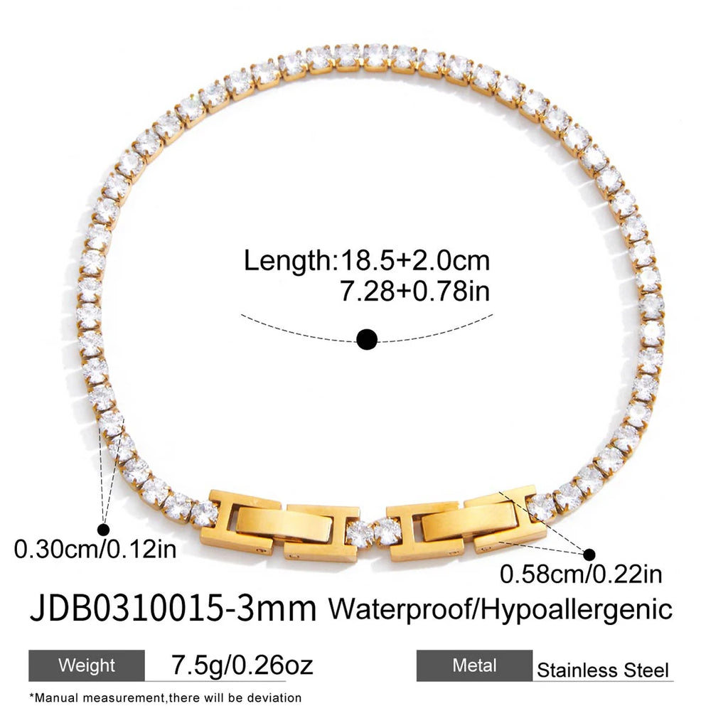 Classic White Round Zircon Tennis Ball Chain Bracelet