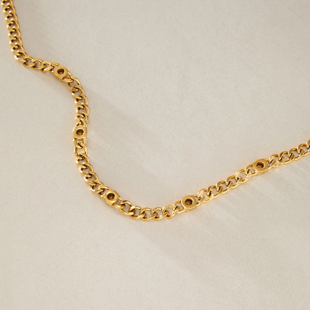 KIKA Minimalist Crystal Chunky Chain Necklace For Women Classic 18K Gold PVD Plated Stainless Steel Necklace Fashion Jewelry