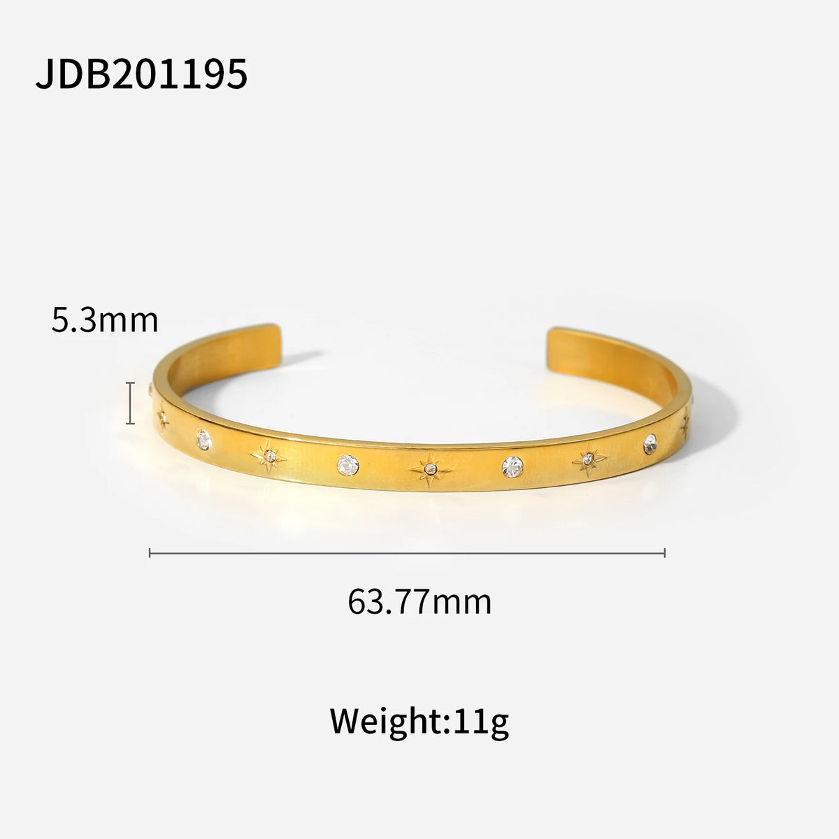KIKA Minimalist White Zircon Spirit Snake Bracelet 18K Gold Color PVD Plated Stainless Steel 316L Irregular Bracelet