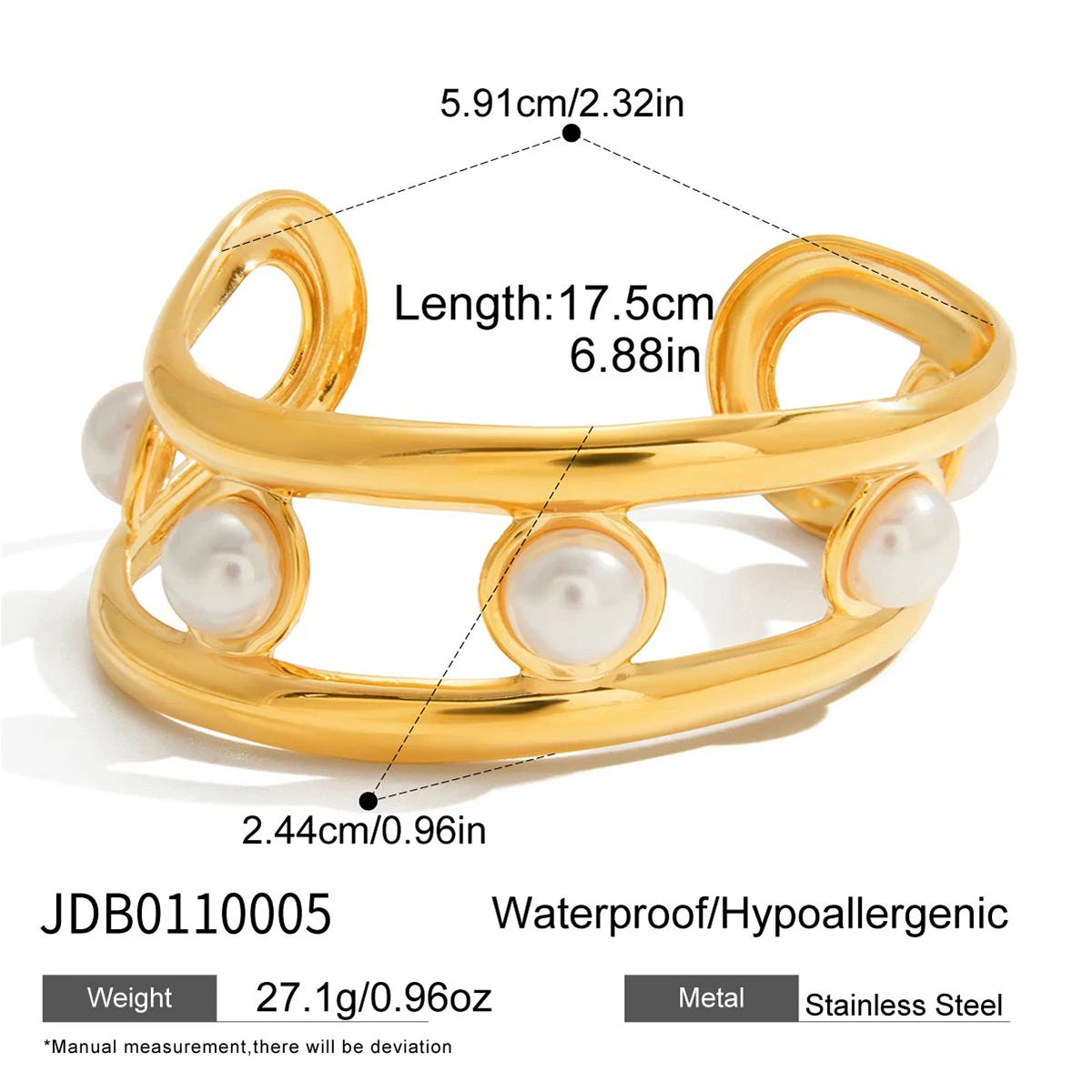 Kika Elegant Acrylic Pearl Double-layer Hollow  Bracelet