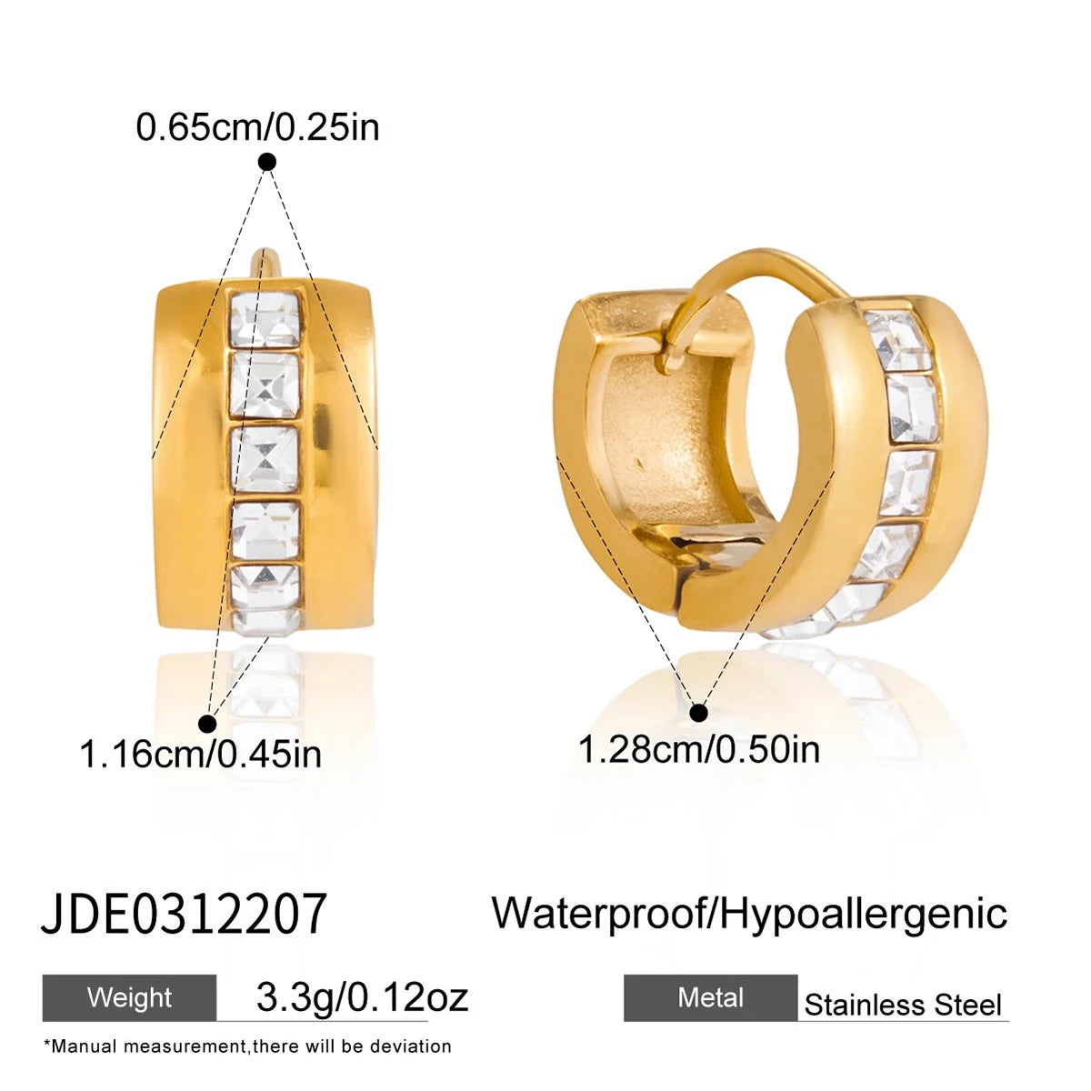 Kika Simple Classic Round White Zircon U-shape Hoop Earrings