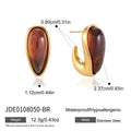 KIKA Elegant Geometric Resin C Shape Stud Earrings For Women 18K Gold PVD Plated Stainless Steel 316L Earrings Fashion Jewelry Gift