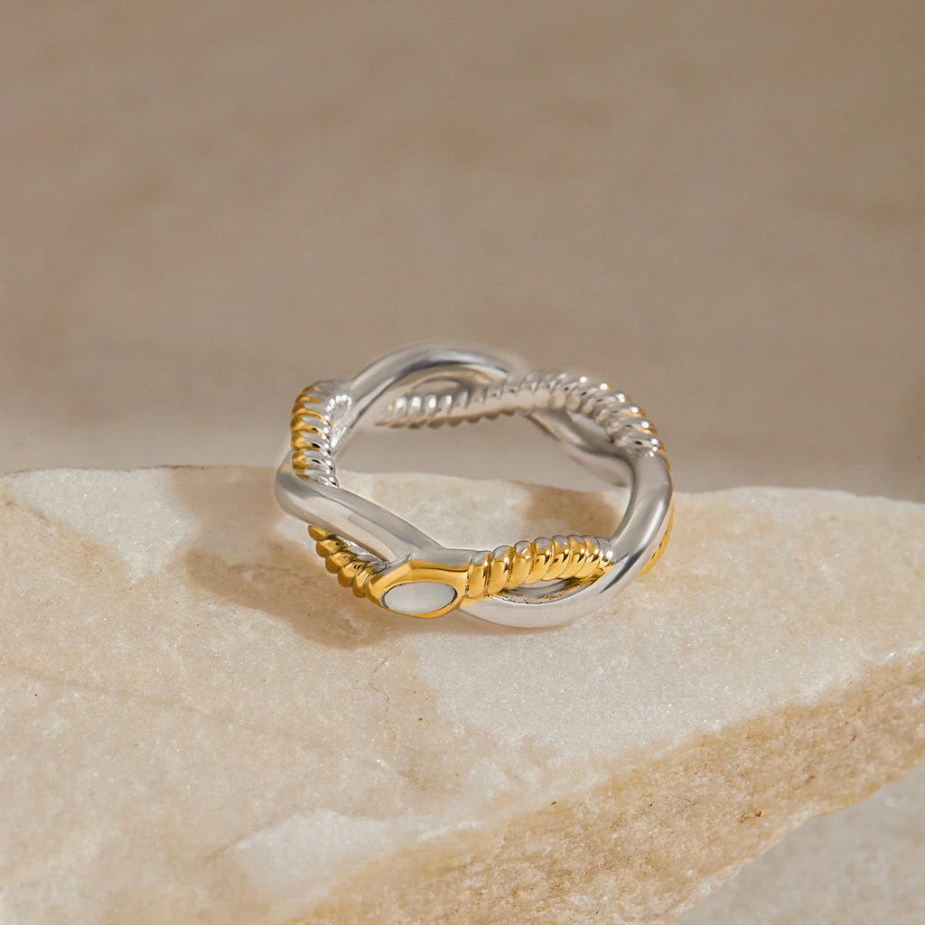 KIKA Minimalist Two Tone Serpentine Ring Stainless Steel 316Le