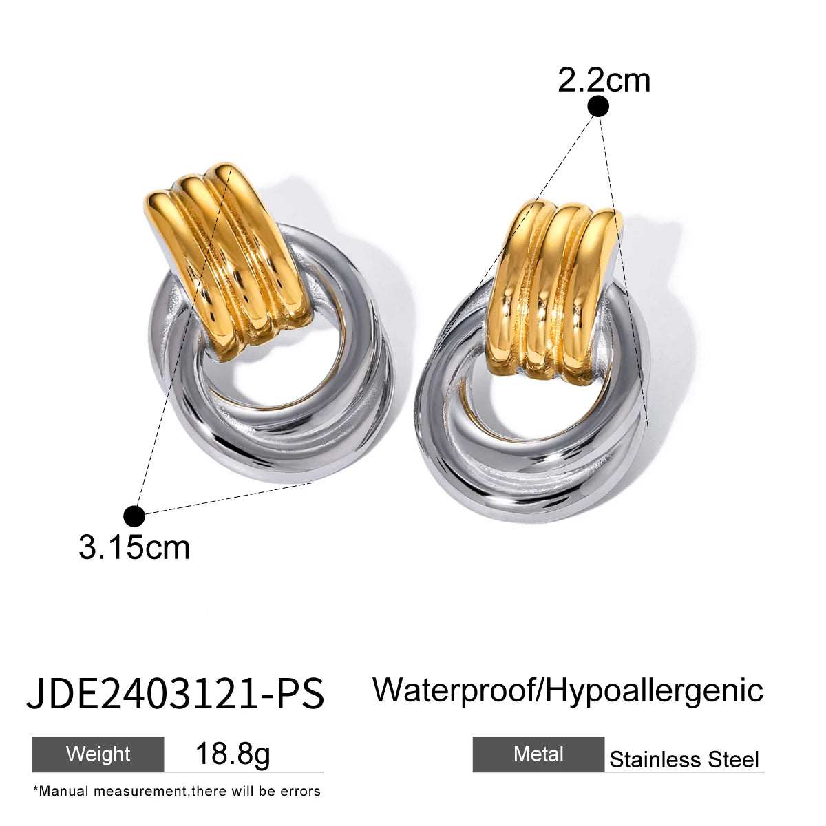 Kika Fashion 4PCS Jewelry Set Wide Face Bracelet Two Tone Ring Women's Jewelry Commuting Attire Gift For Her