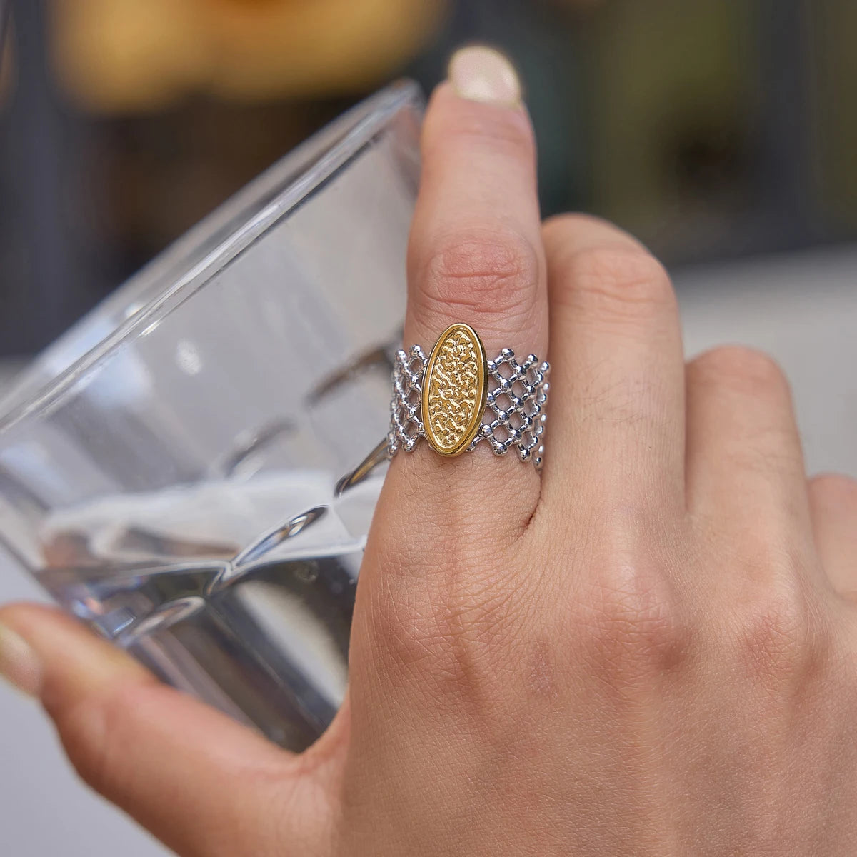 Kika Minimalist Hollow Open Mesh Rings