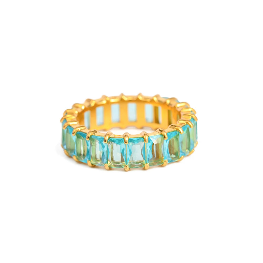 Kika Waterproof Luxury Shiny Cubic Zirconia Exquisite Stainless Steel Chic Open Ring Adjustable