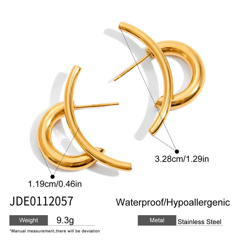 Kika Minimalist 18K Gold Color Stainless Steel Line Earrings
