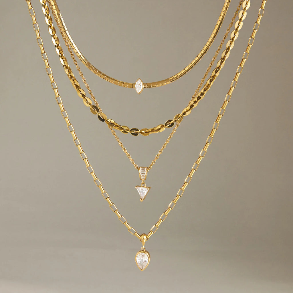 Kika Geometric Zircon Pendant Necklace 18K Gold PVD Plated Stainless Steel 316L