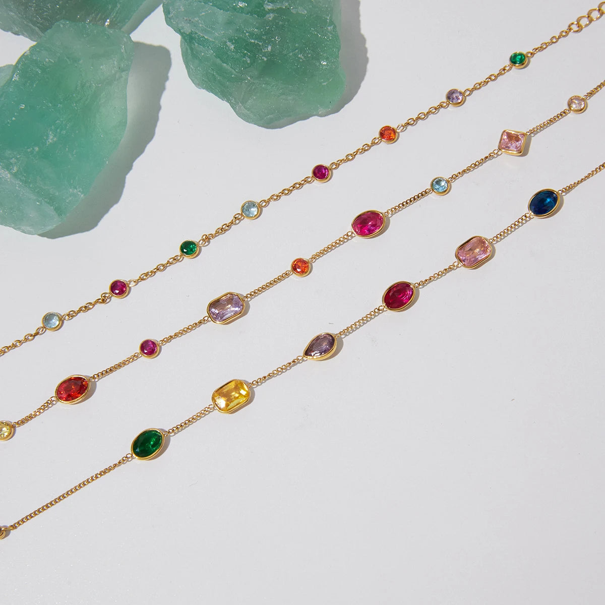 KIKA Multicolor Geometric Zircon Bracelet  PVD Plated Stainless Steel 316L