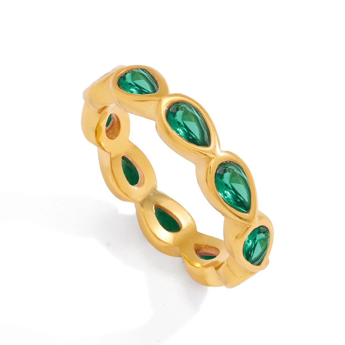 Kika Sparkling Pink Green Zircon Stacked Ring