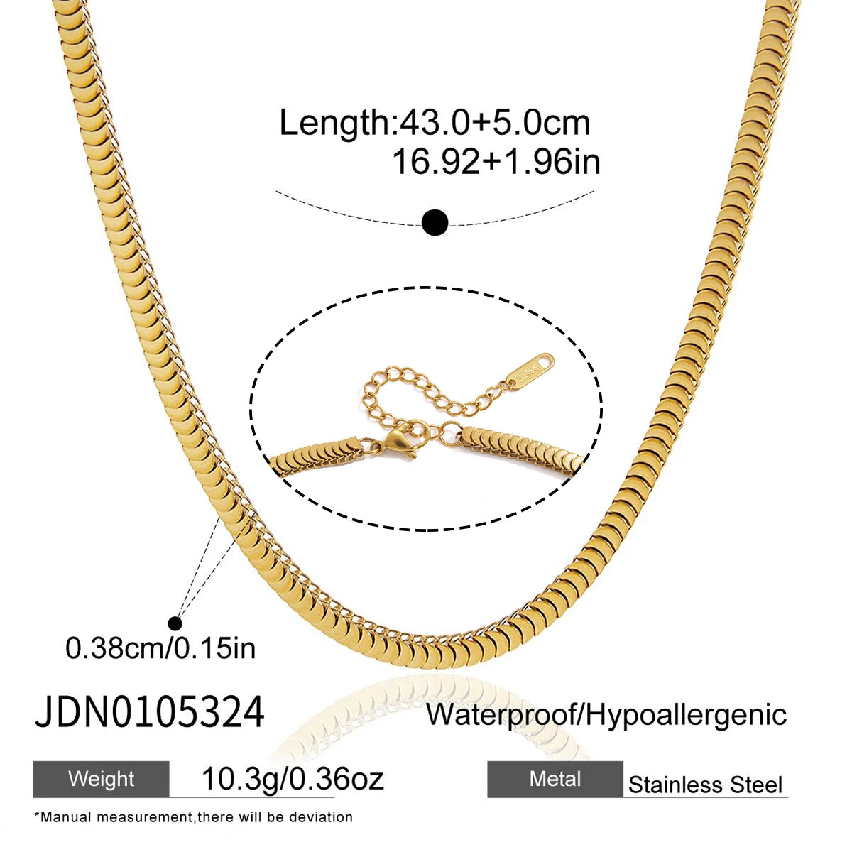Kika  Classic Geometric Zircon Pendant Necklace Gold PVD Plated Stainless Steel 316L