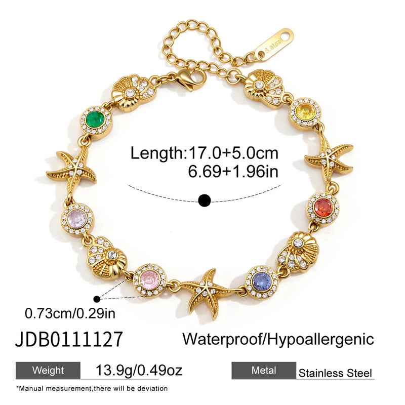 Kika Delicate Colorful Shell Conch Starfish Bracelet