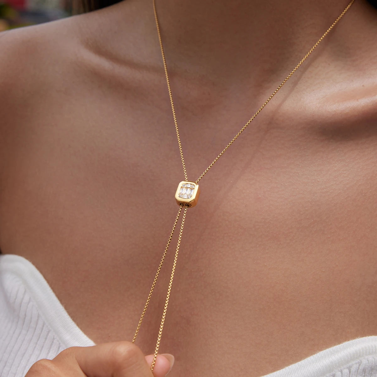 KIKA Delicate 80cm Adjustable Long Chain Necklace  18K Gold PVD Plated Stainless Steel 316L