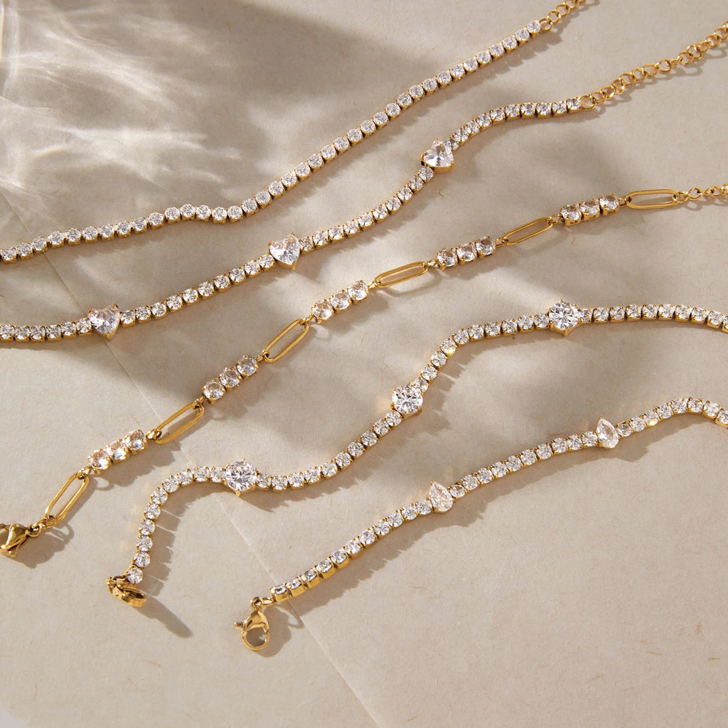 Kika Classic Zircon Tennis Chain Bracelet 18K Gold Plated Stainless Steel 316L