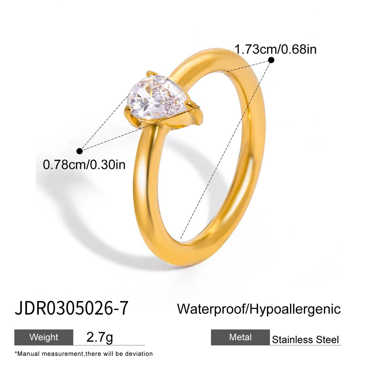 Kika Delicate Geometric Zircon Rings Gold PVD Plated Stainless Steel 316L
