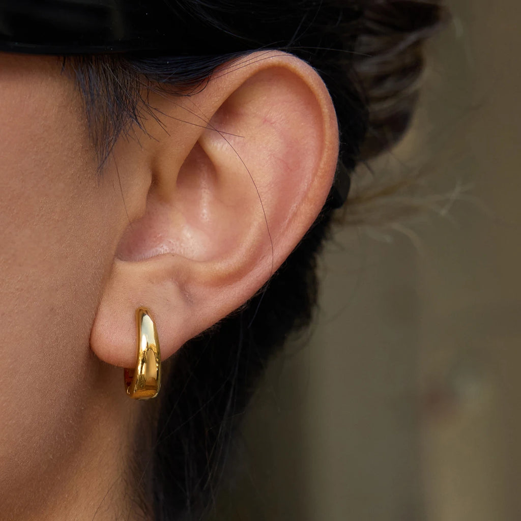 KIKA Simple Classic 18K Gold Color PVD Plated Stainless Steel 316L 14mm 16mm 18MM O Shaped Earrings