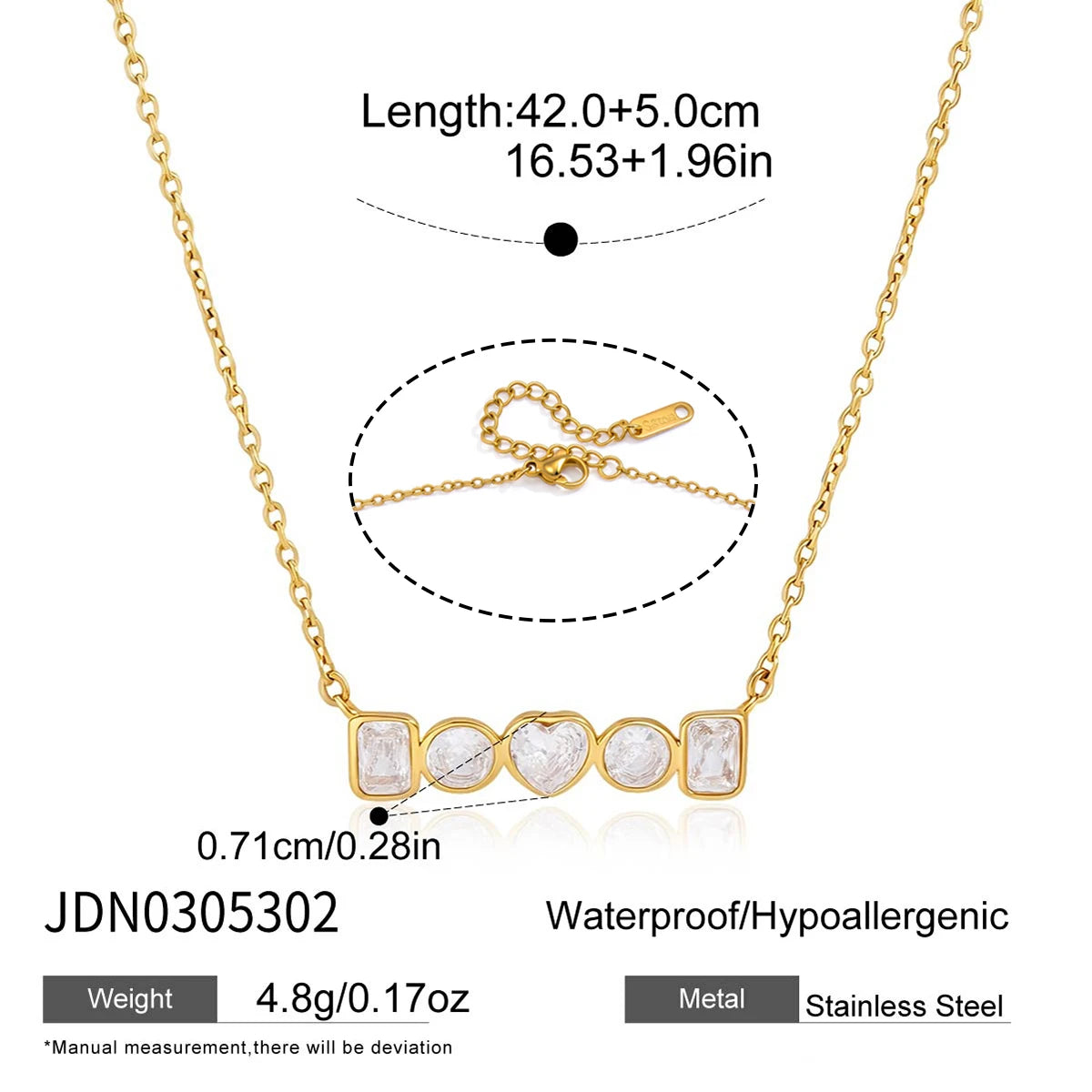 KIKA  Elegant Geometric Zircon Pendant Necklace Stainless Steel 316L