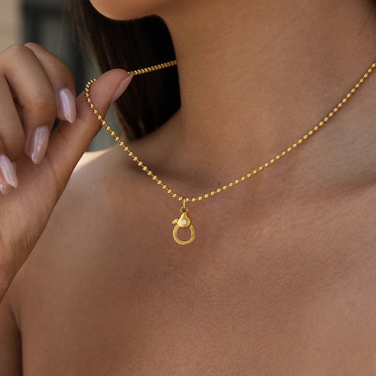 KIKA Geometric Lobster Clasp Pendant Necklace  18K Gold PVD Plated Stainless Steel 316L DIY