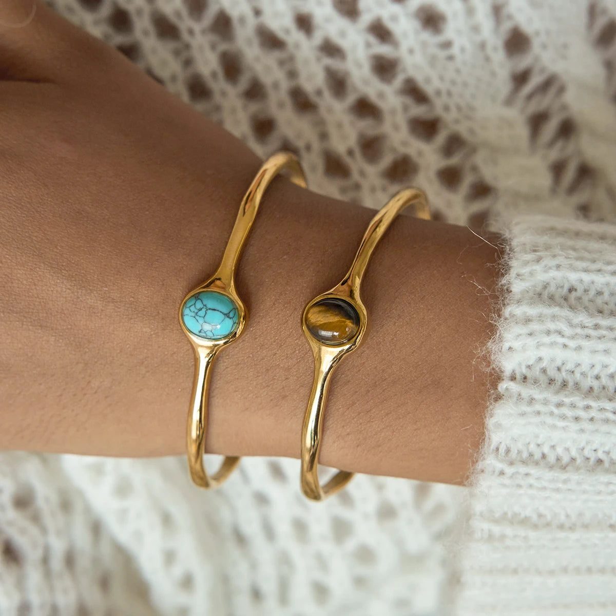 Vintage Oval Tiger Eye Cuff Bangle