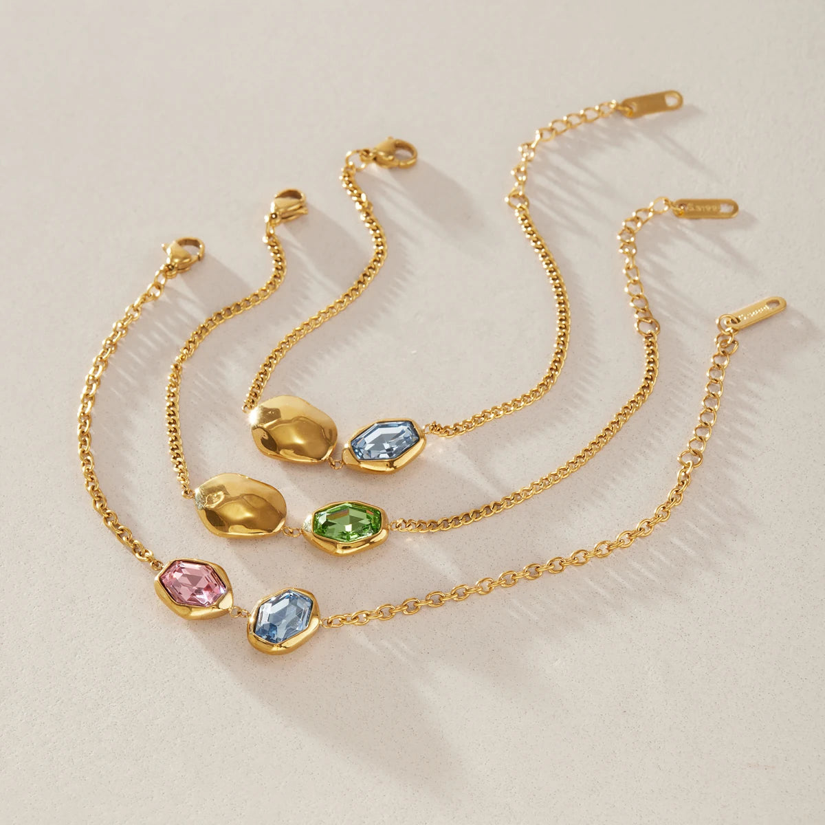 Kika Elegant Geometric Glass Stone Bracelet 18K Gold PVD Plated Stainless Steel 316L