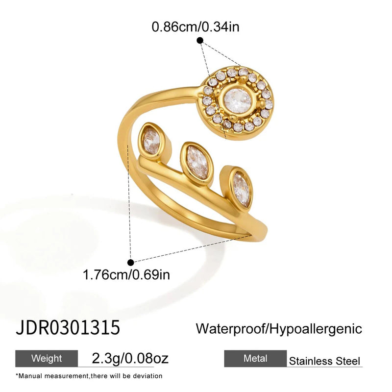 Kika Delicate Geometric Zircon Open Rings