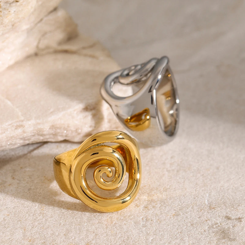 KIka Minimalist Opening Ring for Women Stainless Steel Jewelry 18 K