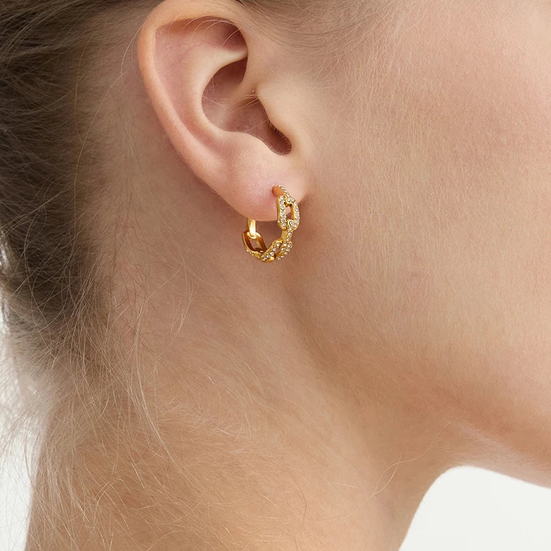 Classic Fashion White Zircon Chain Earring Hoop