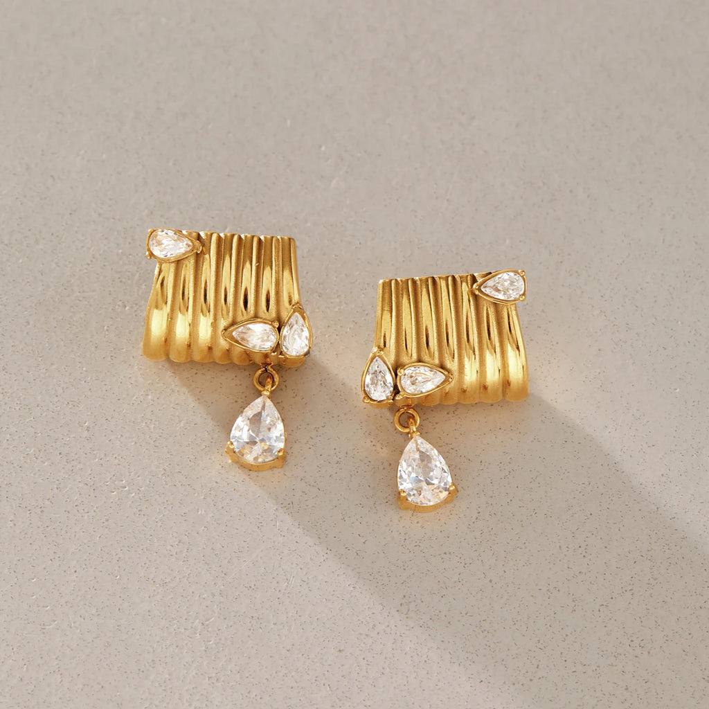 KIKA Classic Water Drop Zircon Earrings For Women Minimalist 18K Gold PVD Plated Stainless Steel Earrings Fashion Jewelry Gift
