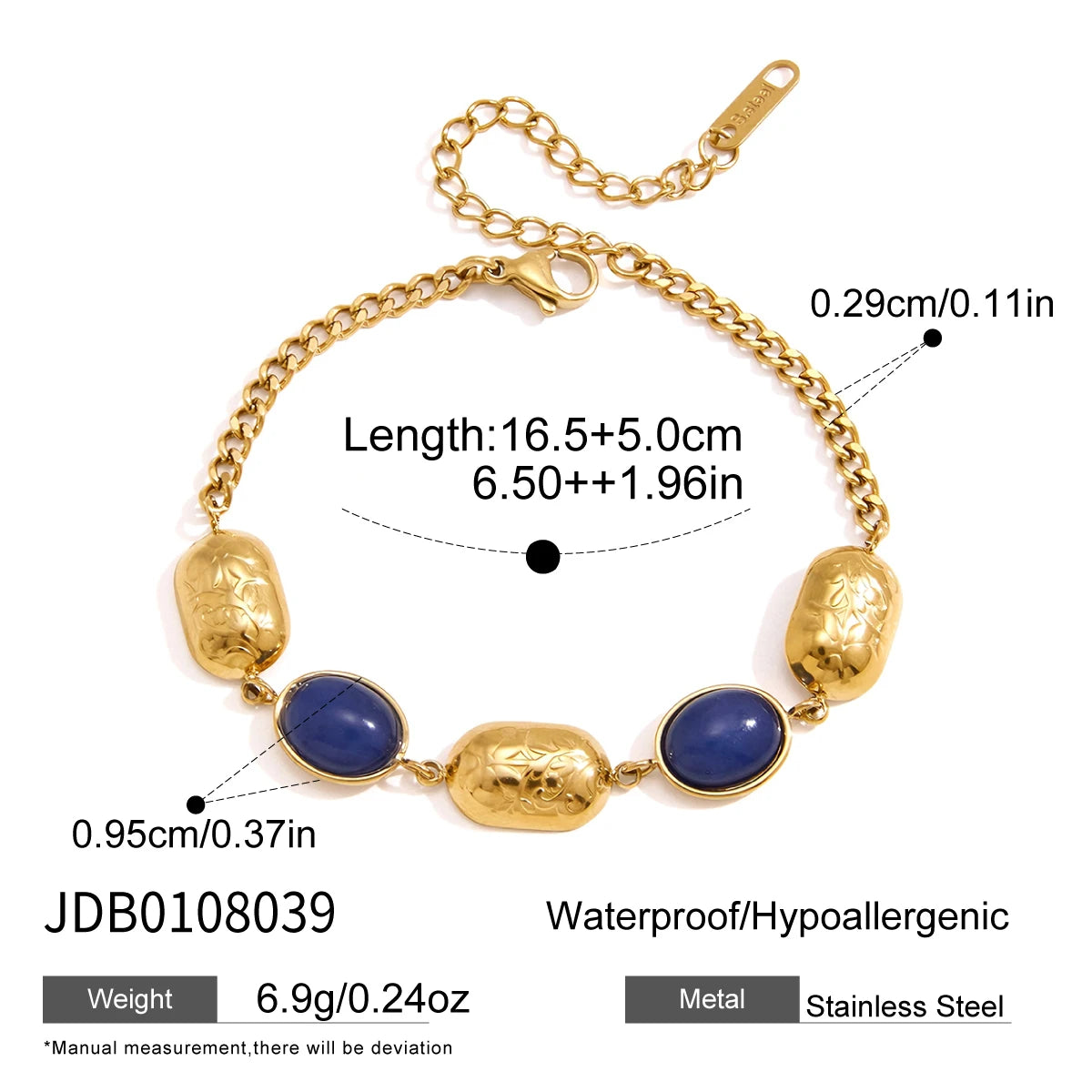 KIKA Blue Resin Red Agate Vinage Bracelet For Women Waterproof 18K Gold PVD Plated Stainless Steel Bracelet Fashion Jewelry
