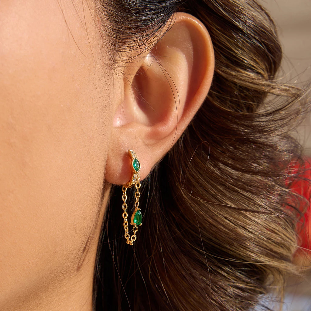 Kika Delicate White Horse Eye Zircon Tassel Earrings