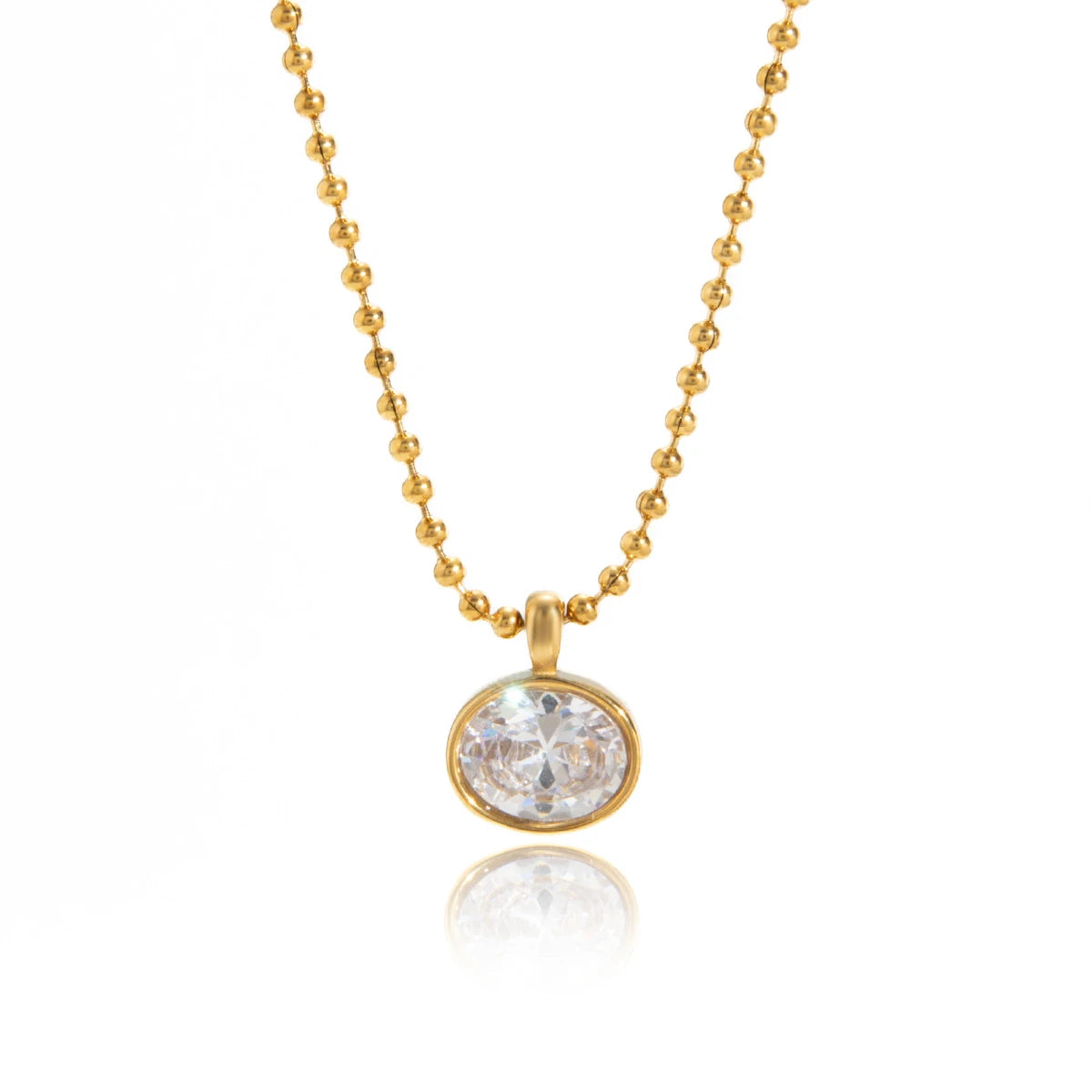 Classic Geometric waterdrop shape White Zircon Necklace