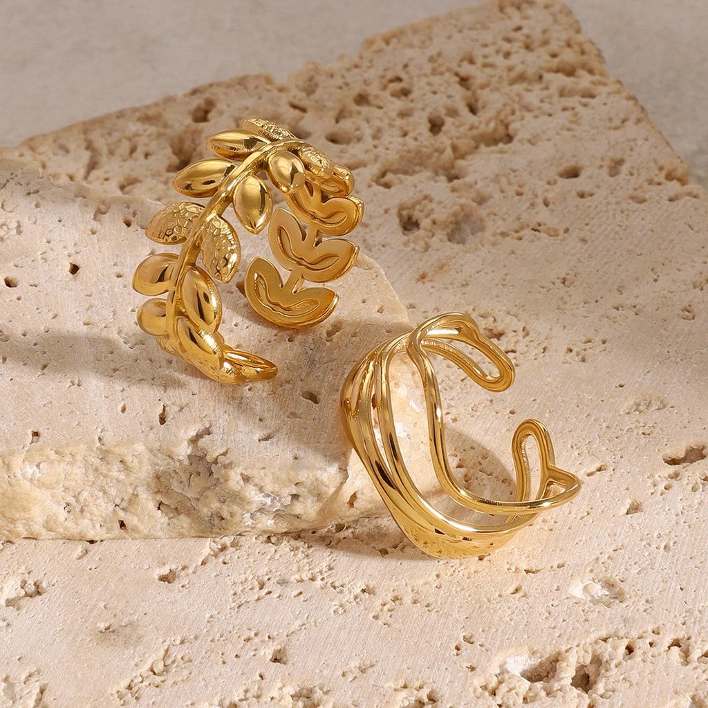Exquisite And Fashionable Leaf Texture Layered Ring