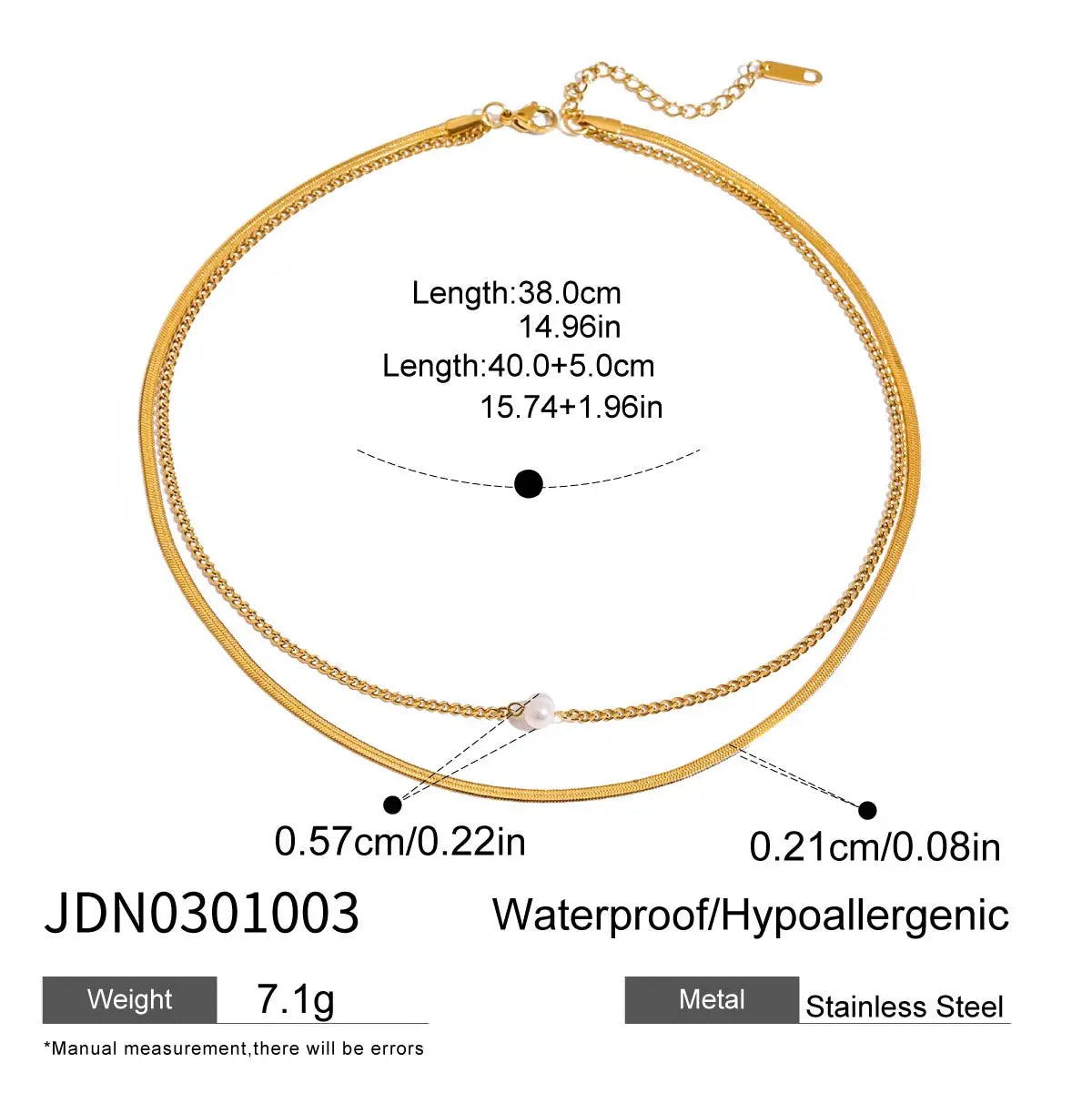 Flat Snake Chain Layer Necklace Stainless Steel Snake Rope Chain