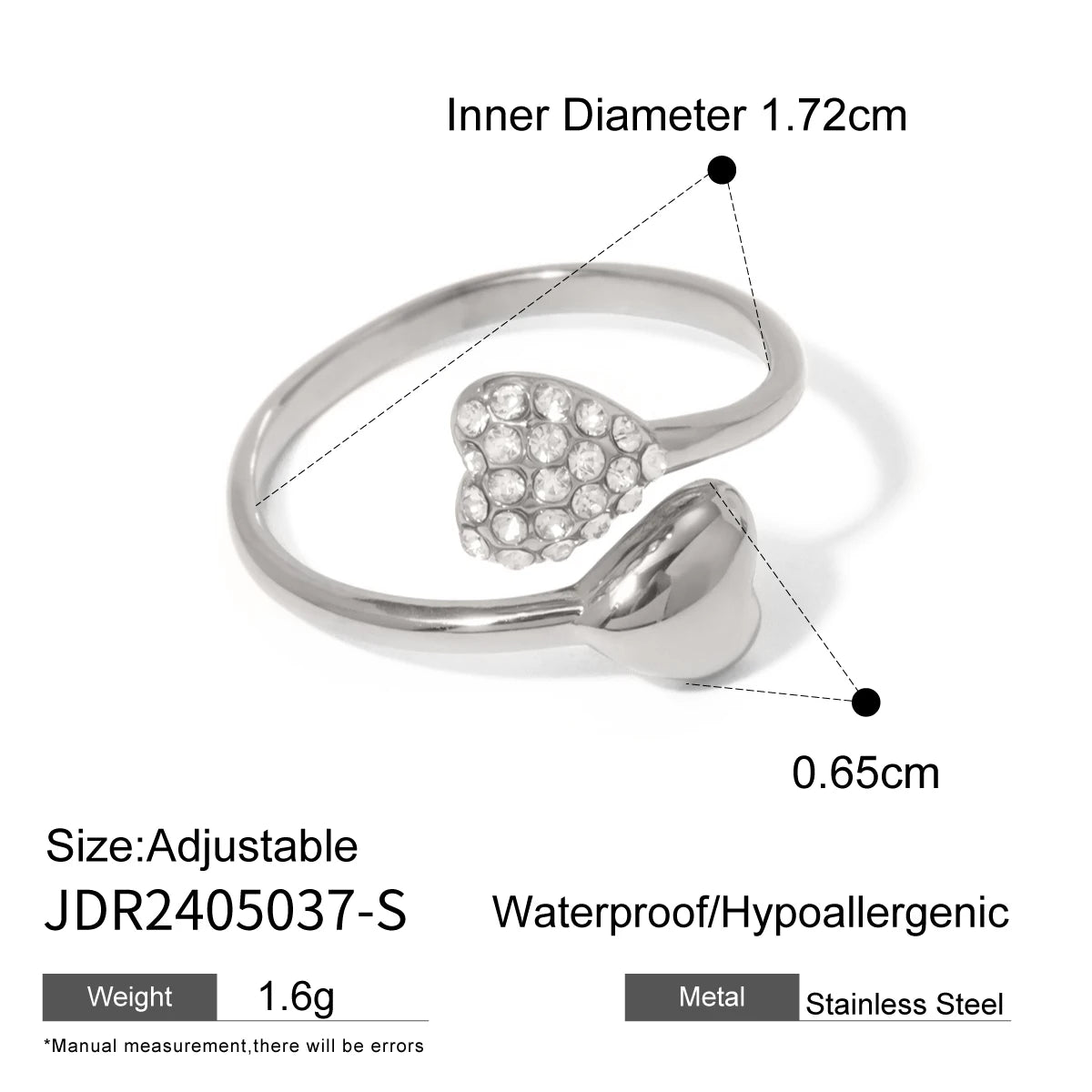 KIKA Chic Charm Rhinestones Waterproof Metal Stainless Steel 316L PVD  Plated