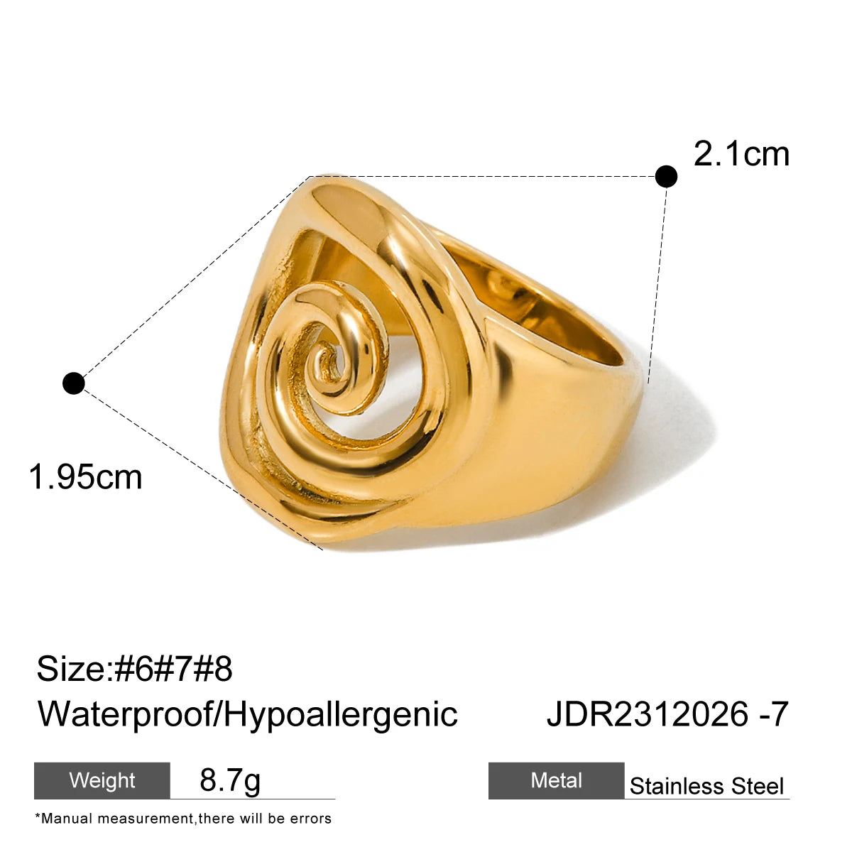 Kika Stylish Stainless Steel Layered Metal Texture Ring