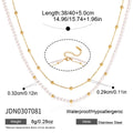 KIKA Red Agate Stone Imitation Pearl Beaded Necklace 18K Gold Plated Stainless Steel 316L