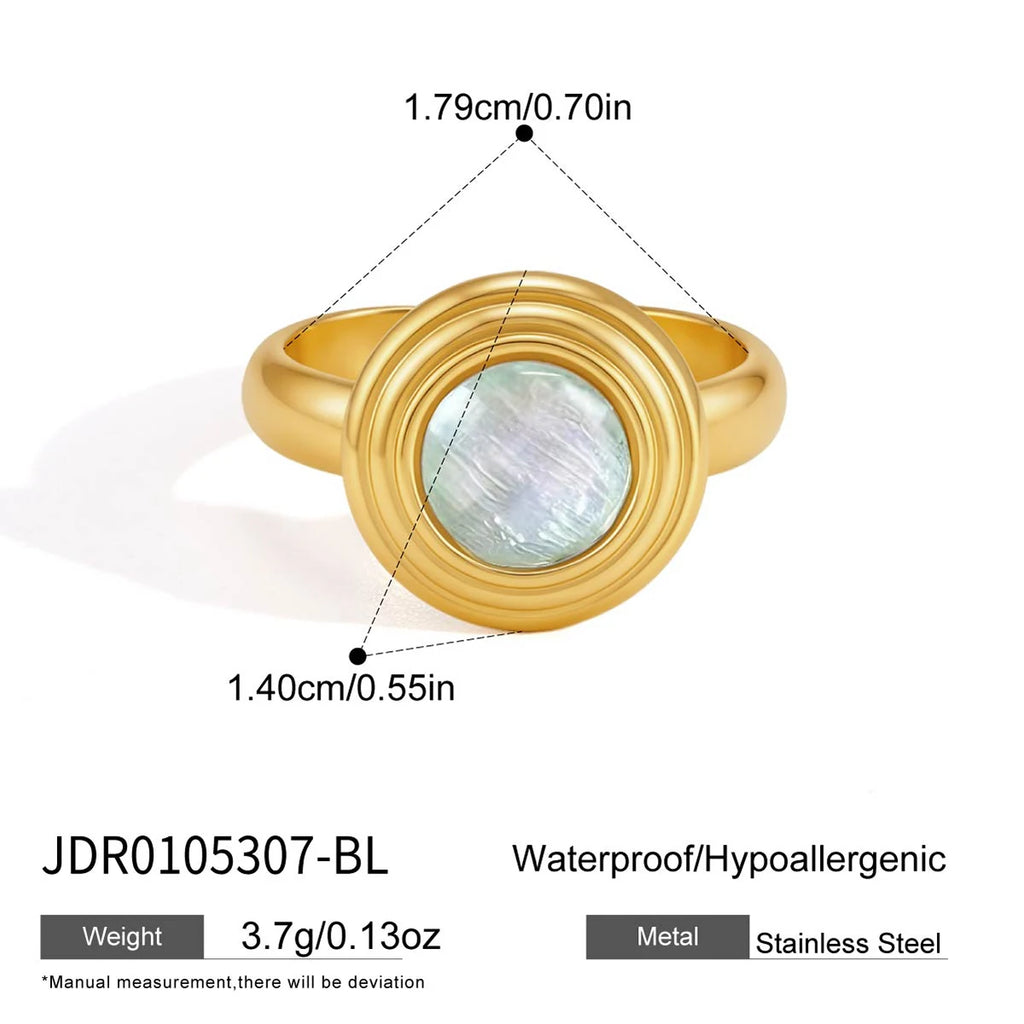 KIKA Elegant Resin Open Rings PVD Plated Stainless Steel 316L