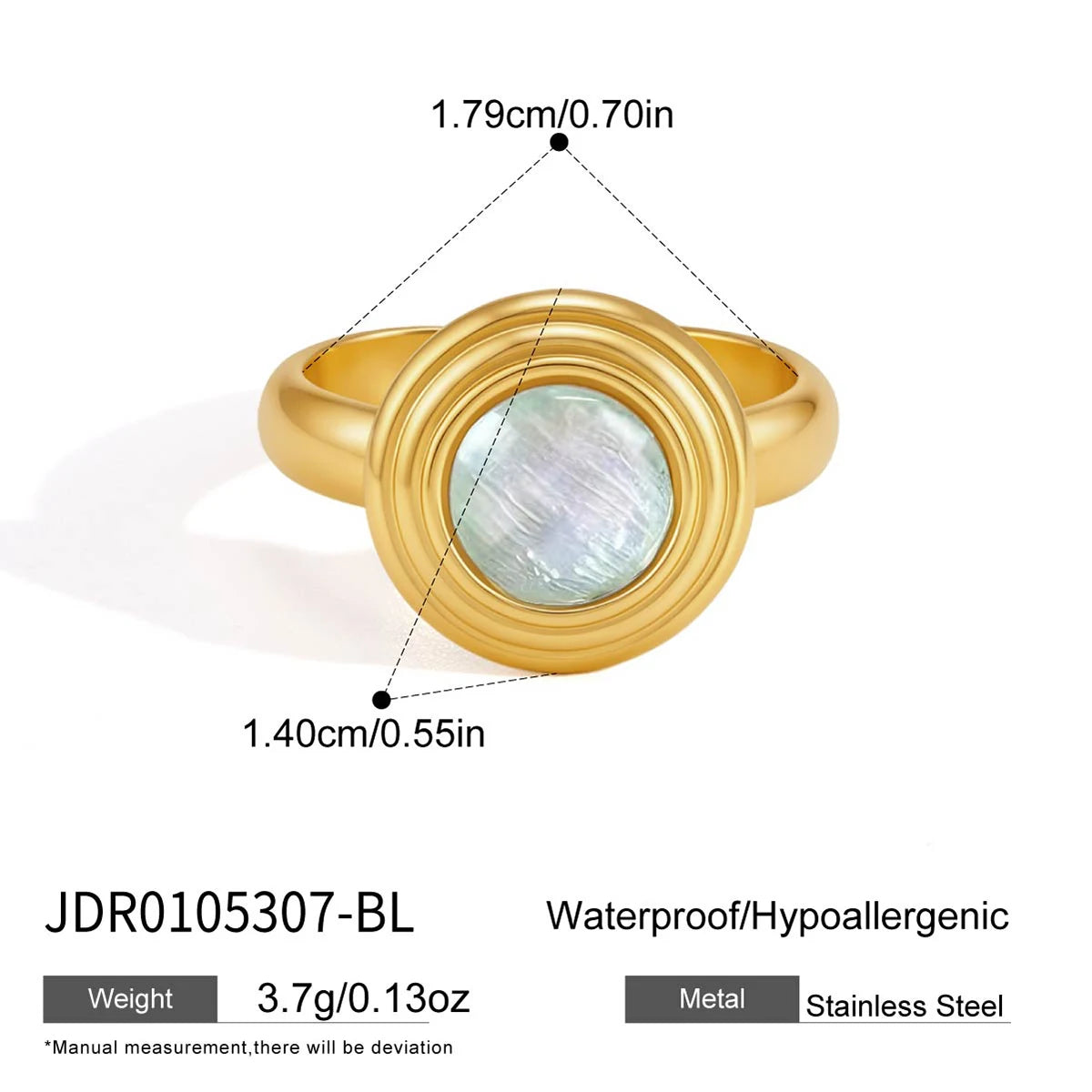 KIKA Elegant Resin Open Rings PVD Plated Stainless Steel 316L