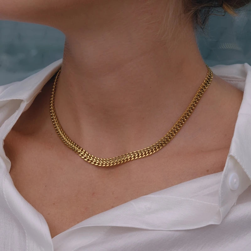 KIKA Classic Chain Necklace For Women Minimalist 18K Gold PVD Plated Stainless Steel Necklace Simple Fashion Jewelry Gift