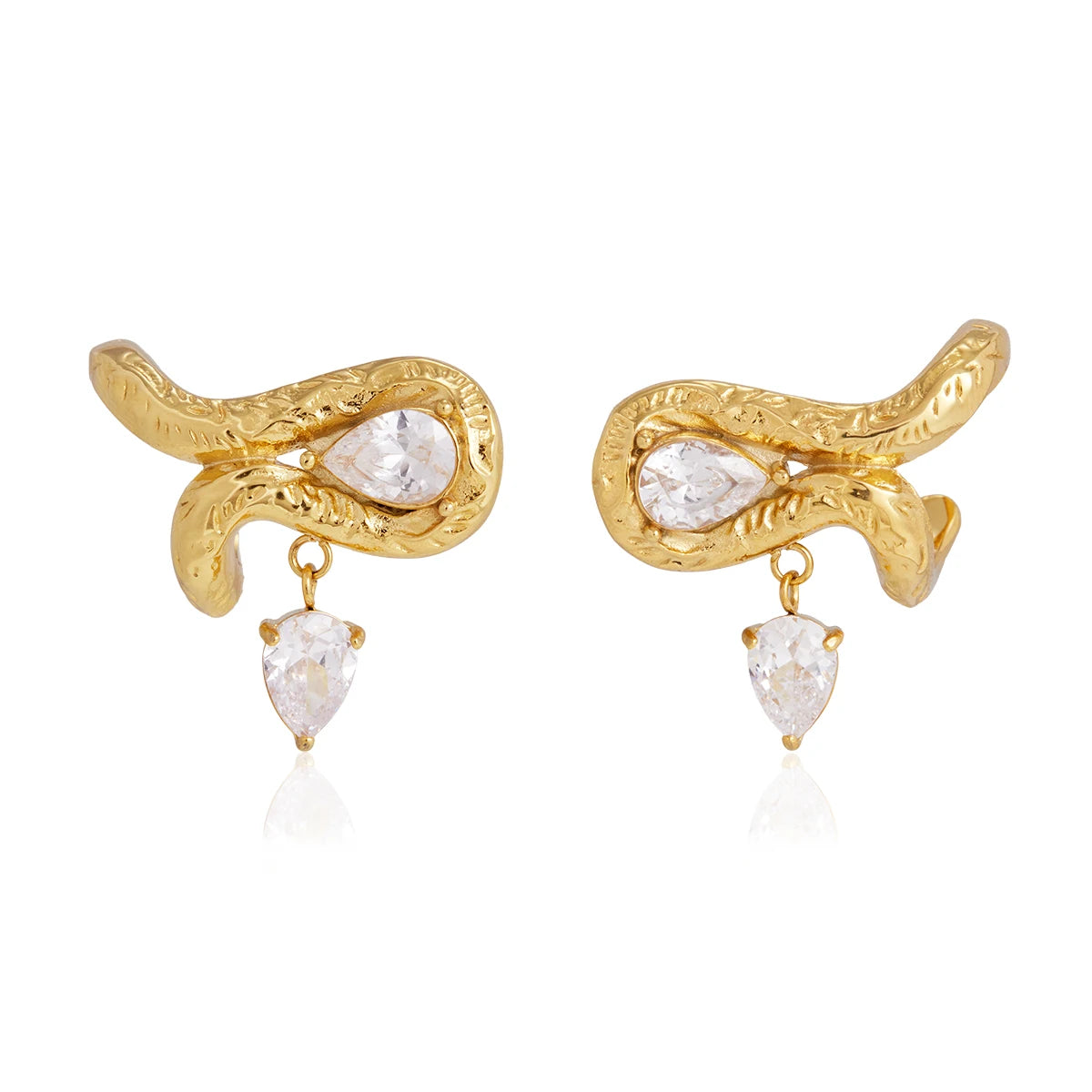 KIKA Water Drop Zircon Stud Earrings   PVD Plated Stainless Steel 316L