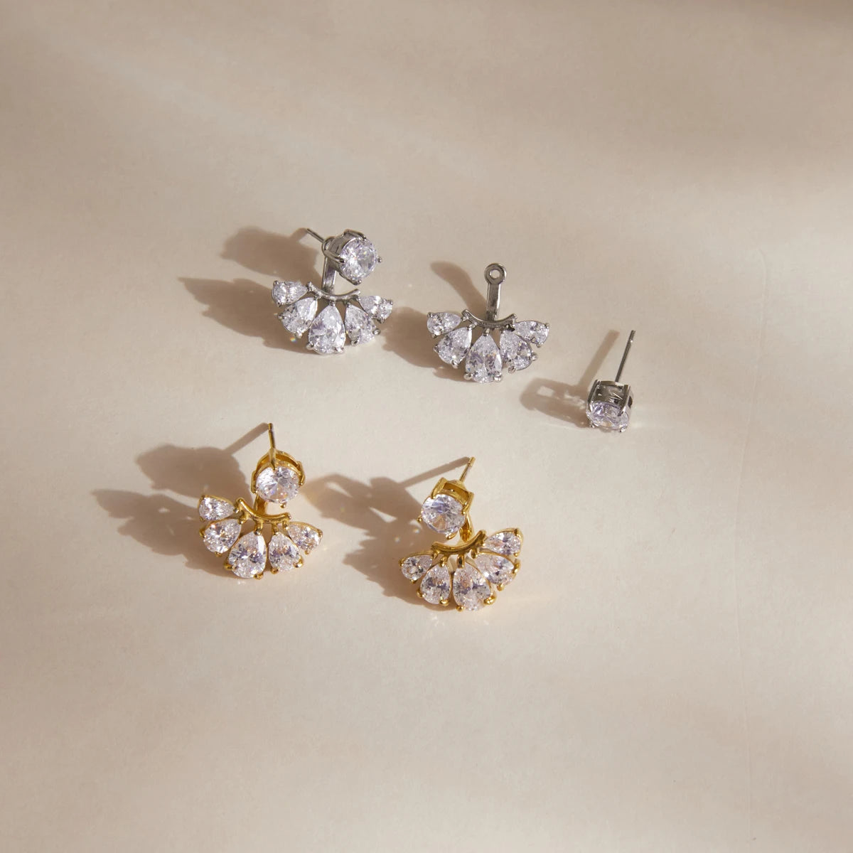 Kika Delicate Round Water Drop Zircon Front Back Stud Earrings Stainless Steel 316L
