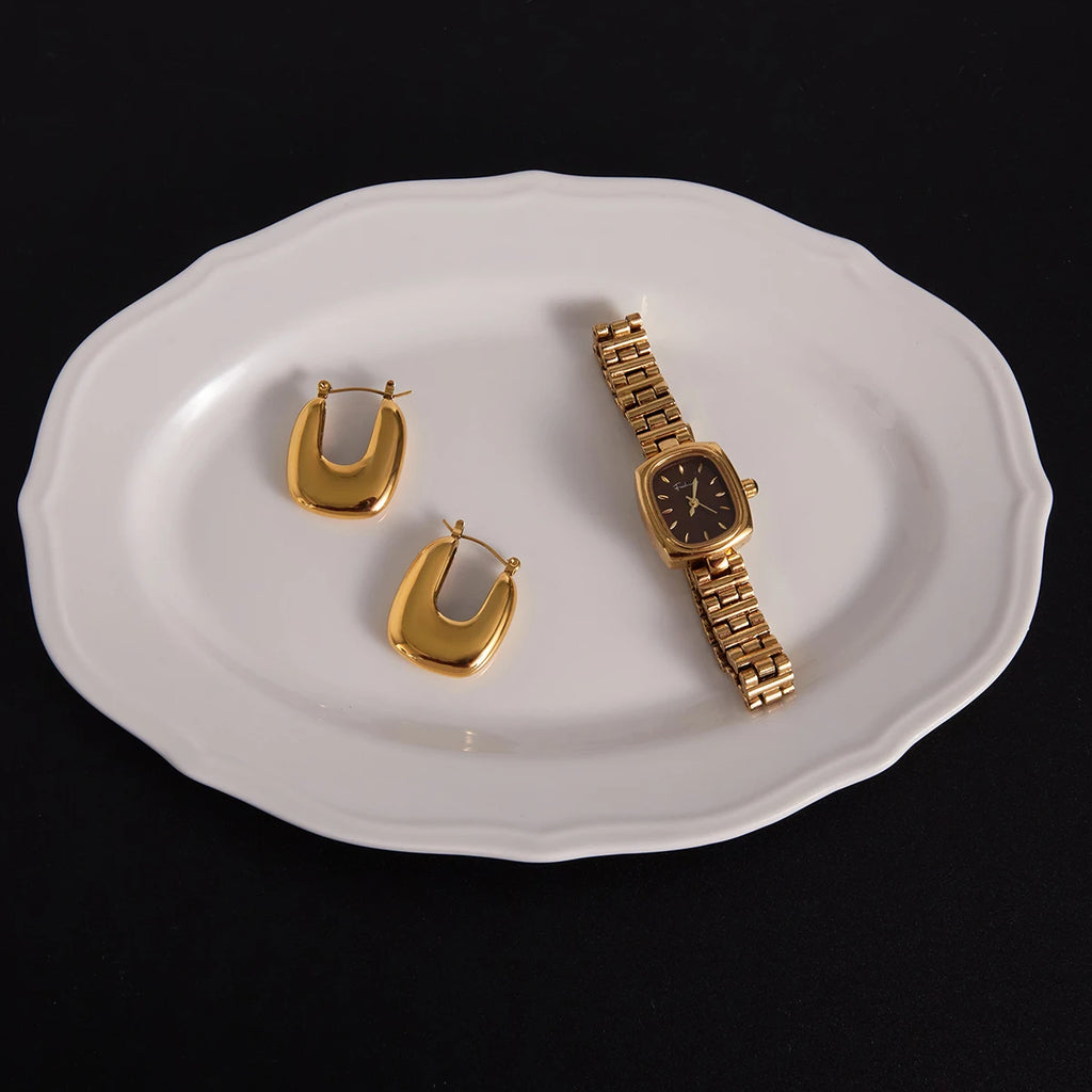 Classic Smooth Geometry U-Shaped Earrings