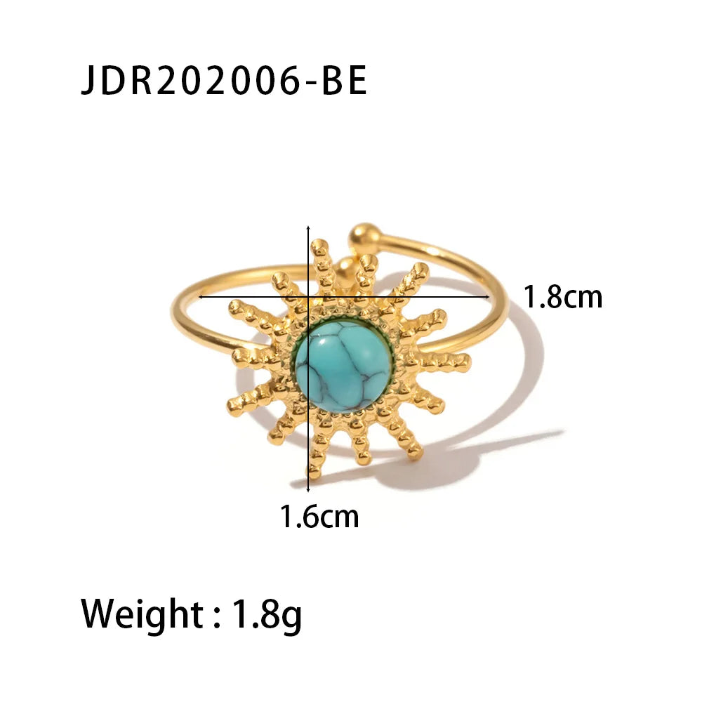 Kika Gold Color Sunshine Ring Full Sunburst Ring Rising Sun Dainty  Celestial Jewelry Stackable Ring Gift Wife