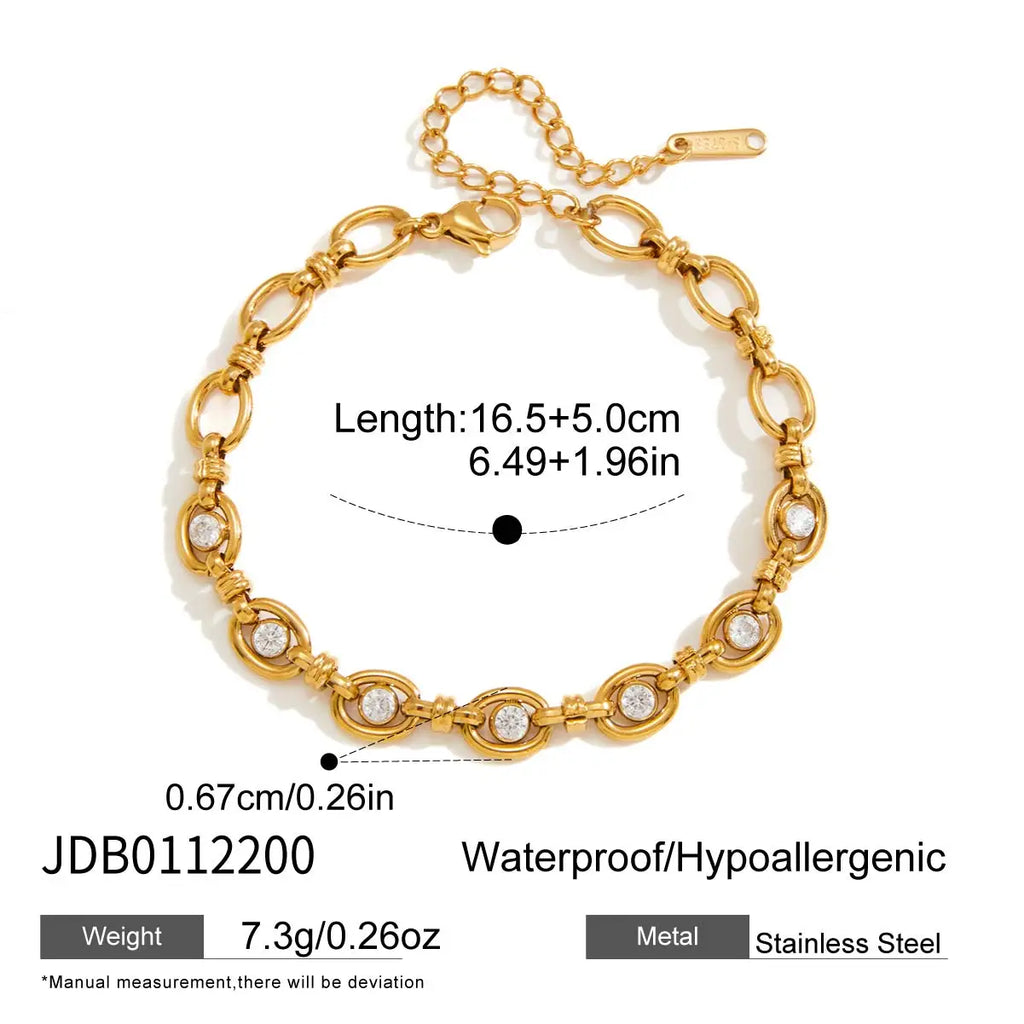 Classic White Zircon Geometric Hollow-Out Chain Bracelet