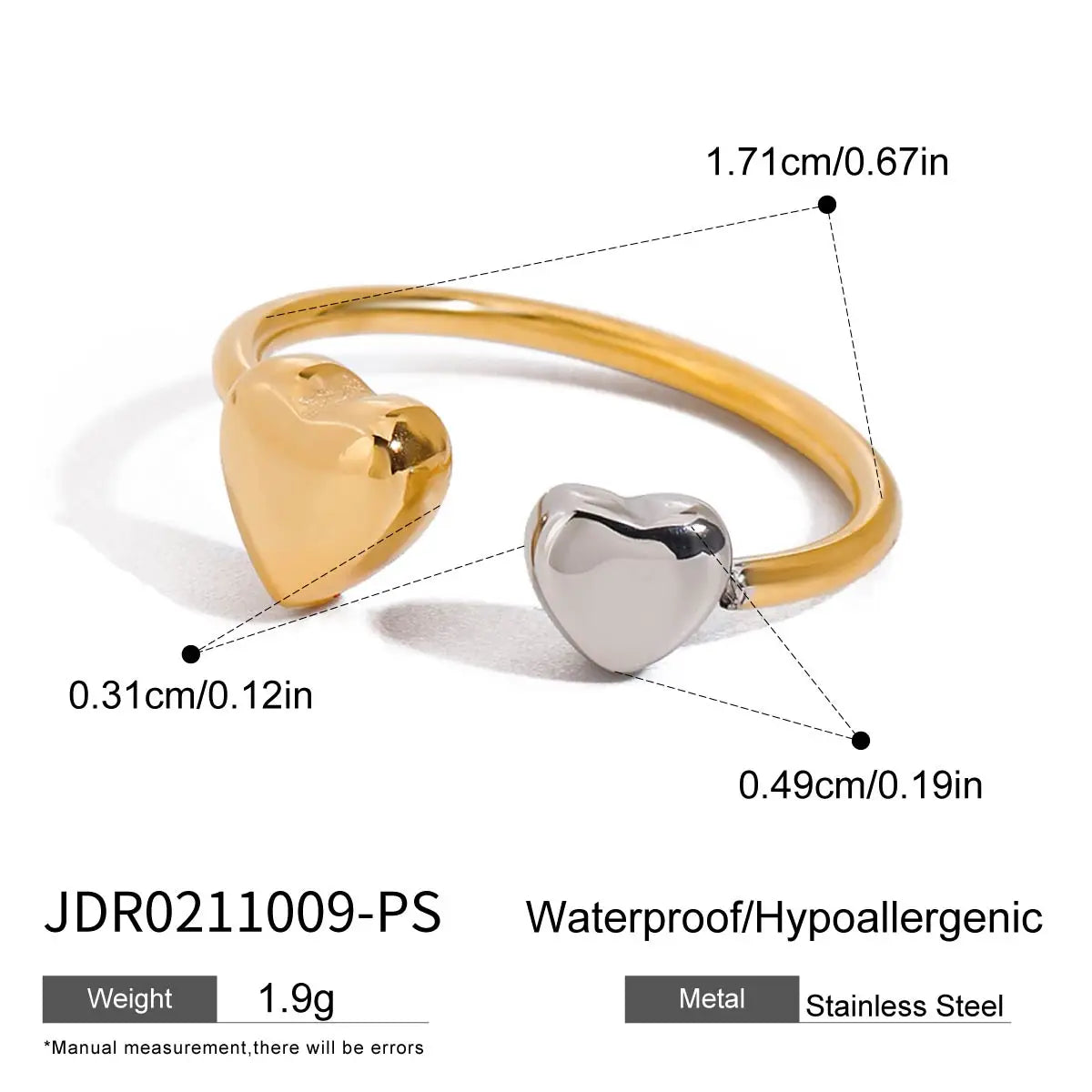 KIKA Minimalist Stainless Steel 3216L Two tone Hollow Flower Ring Stackable Texture Ring