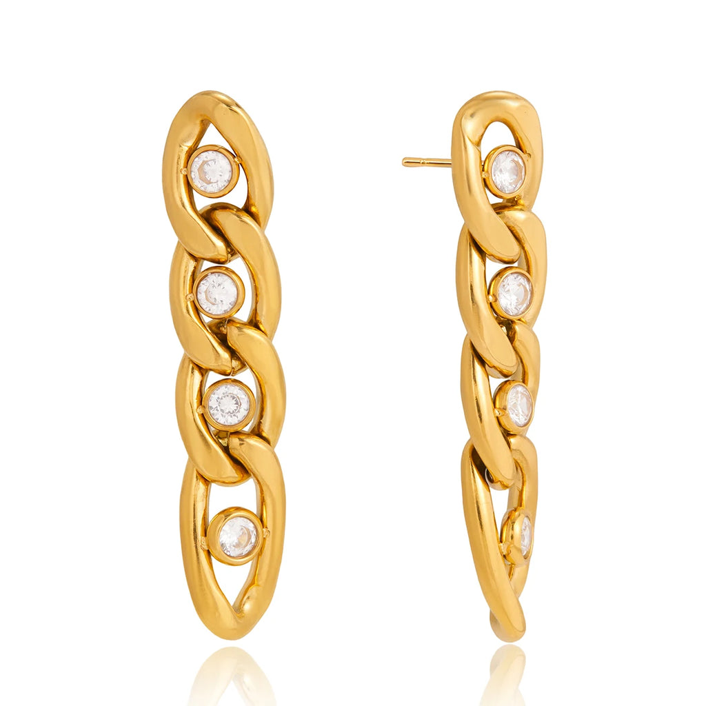 Kika Hollow-Out Long Flat Chain Tassel Earring