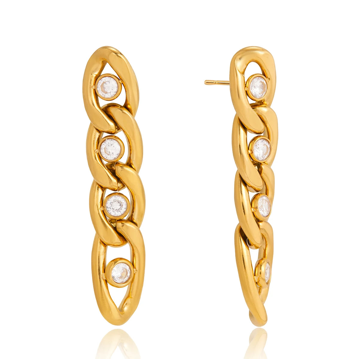Kika Hollow-Out Long Flat Chain Tassel Earring