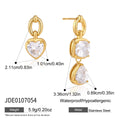 KIKA Asymmetric Zircon Drop Earrings For Women Minimalist 18K Gold PVD Plated Stainless Steel Earrings Fashion Jewelry Gift